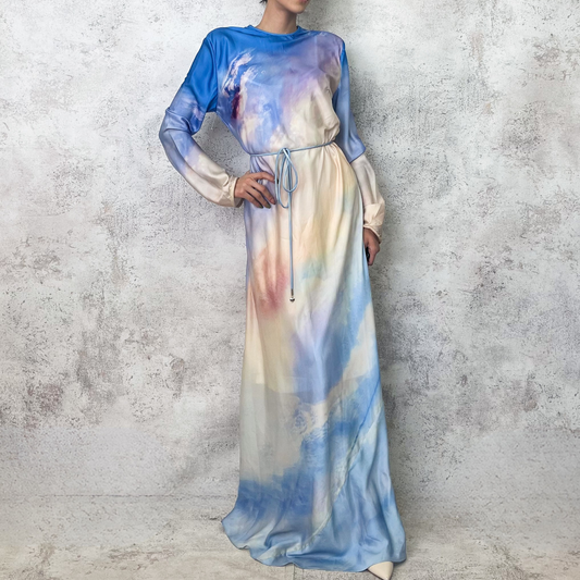 Vestido midi azul tie dye azul cielo