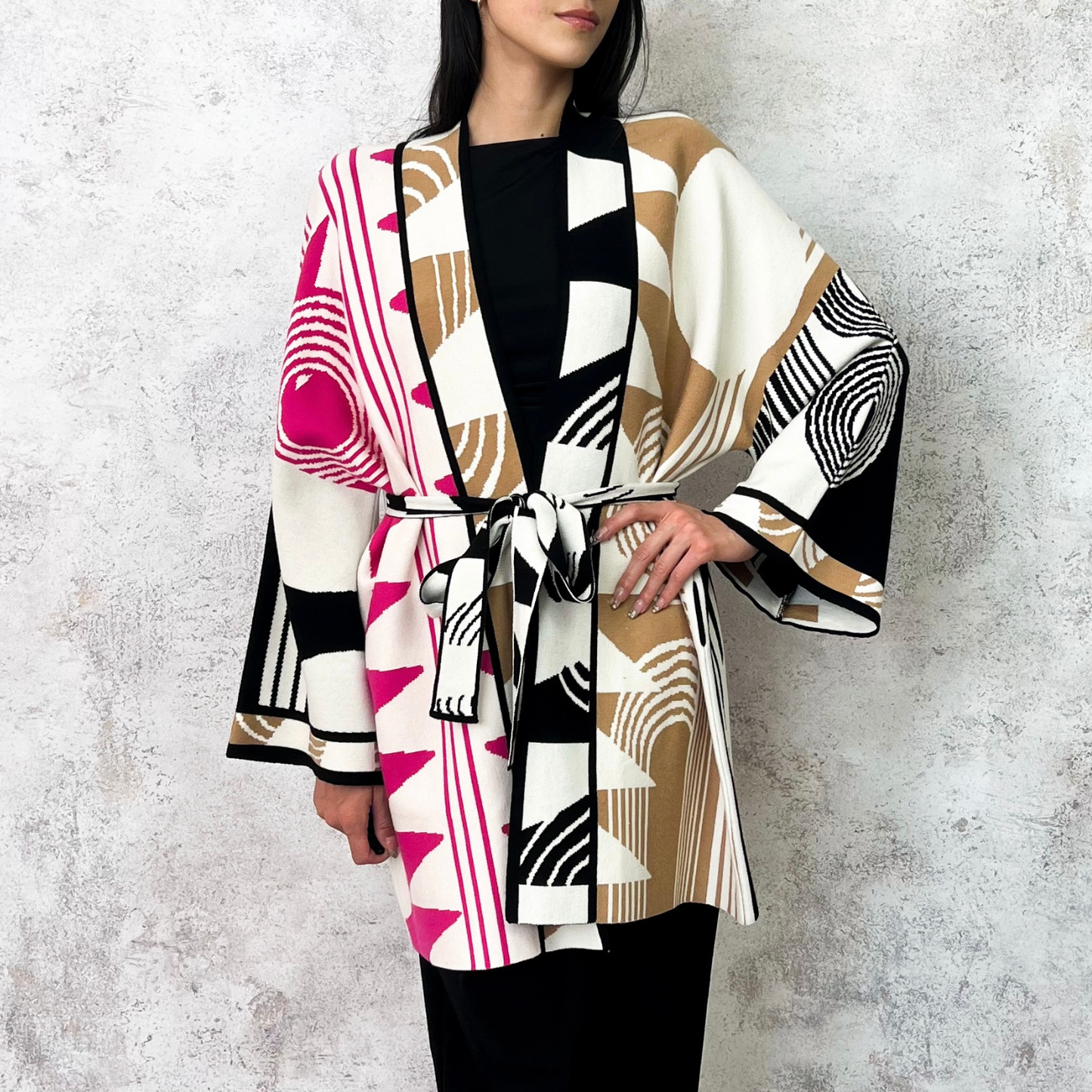 Kimono geométrico fuschia