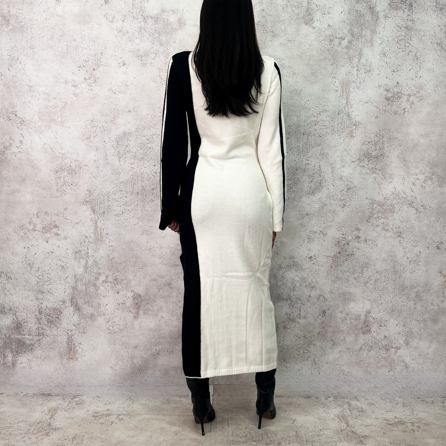 Vestido tejido rayado blanco