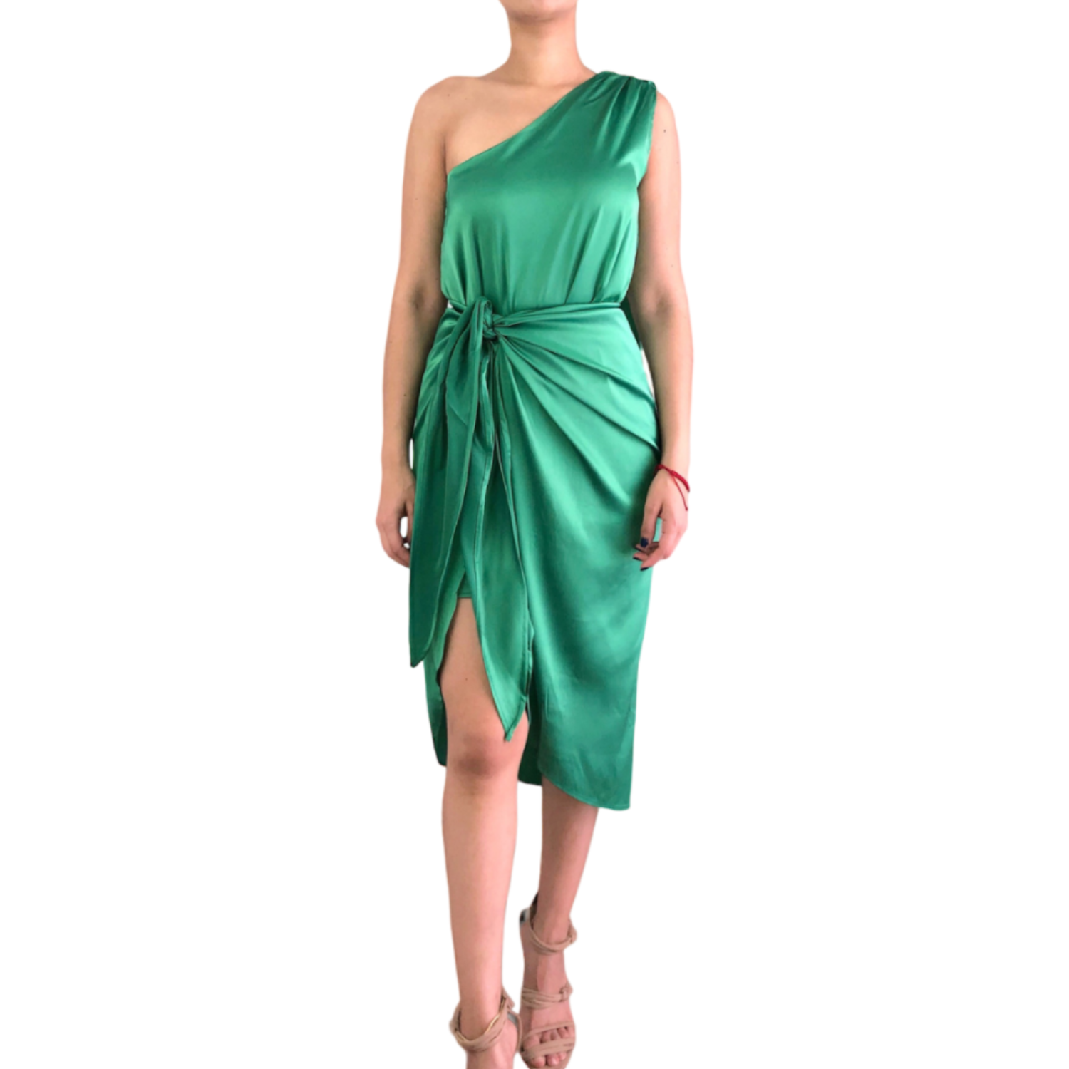 VESTIDO CON PAREO VERDE