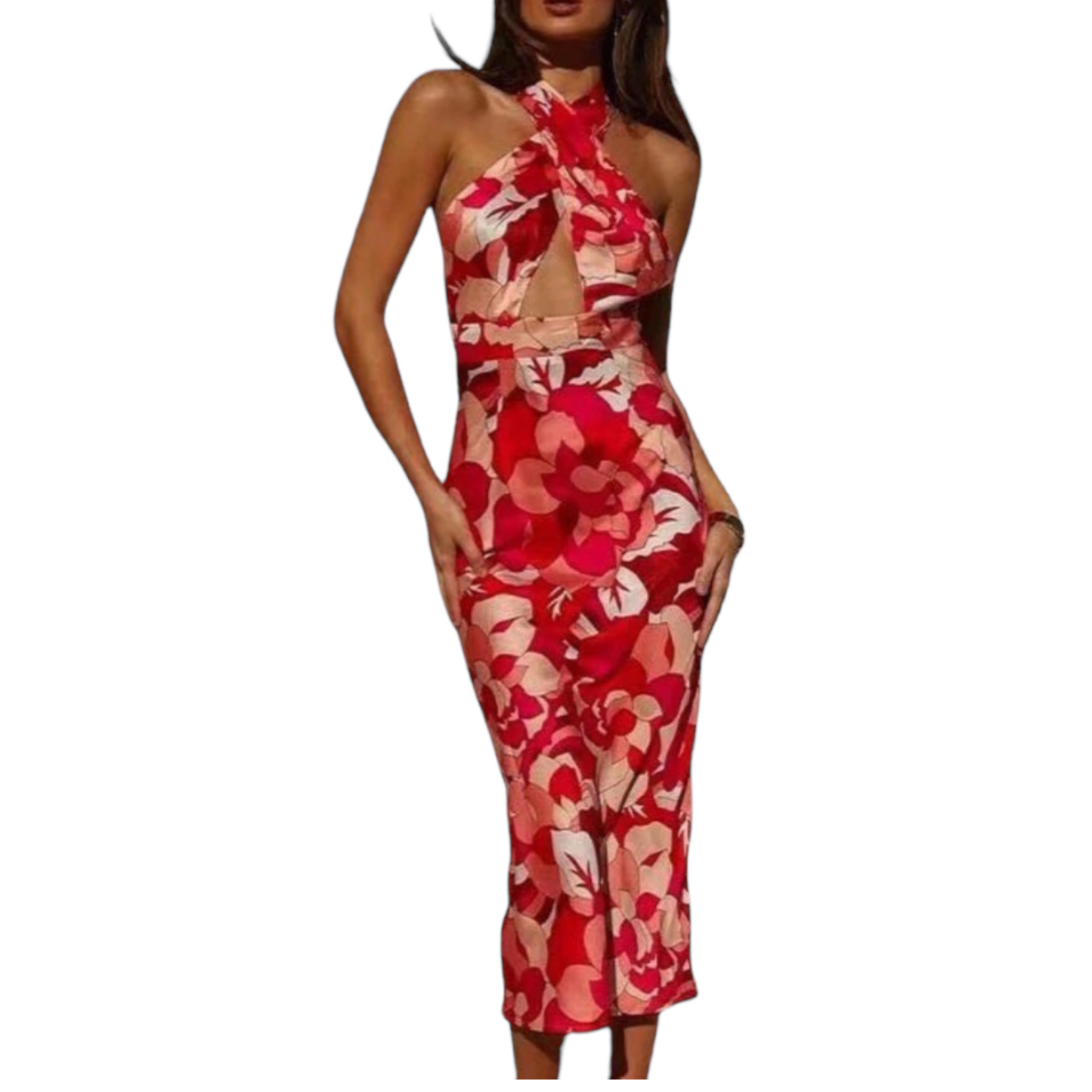 VESTIDO CRUZADO ROJO/CORAL