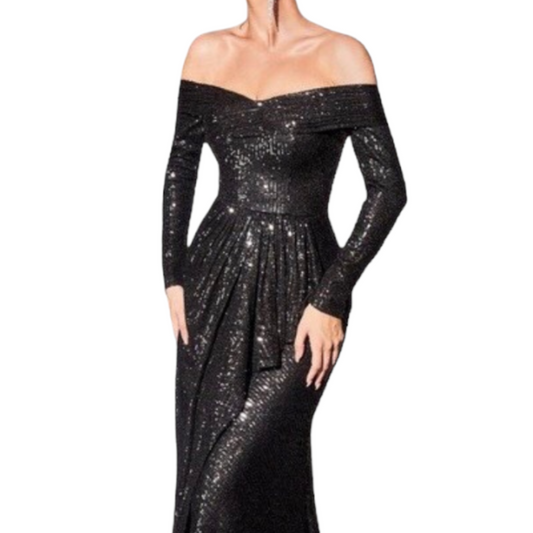 Vestido lentejuelas negro.