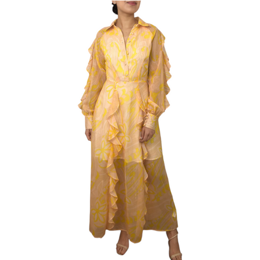 VESTIDO MIDI GASA AMARILLO