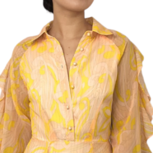 VESTIDO MIDI GASA AMARILLO