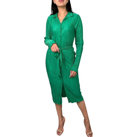 VESTIDO PLISADO VERDE
