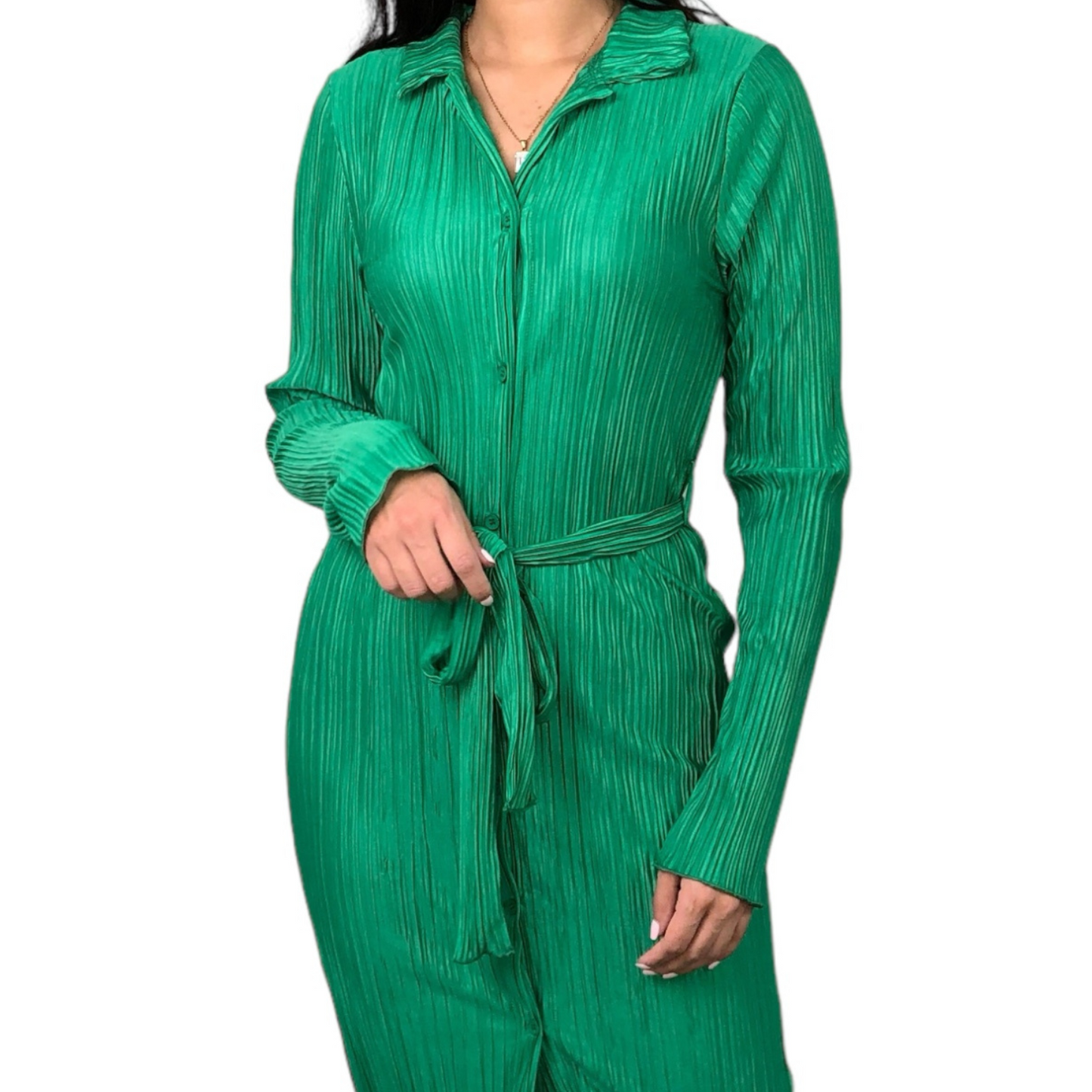VESTIDO PLISADO VERDE