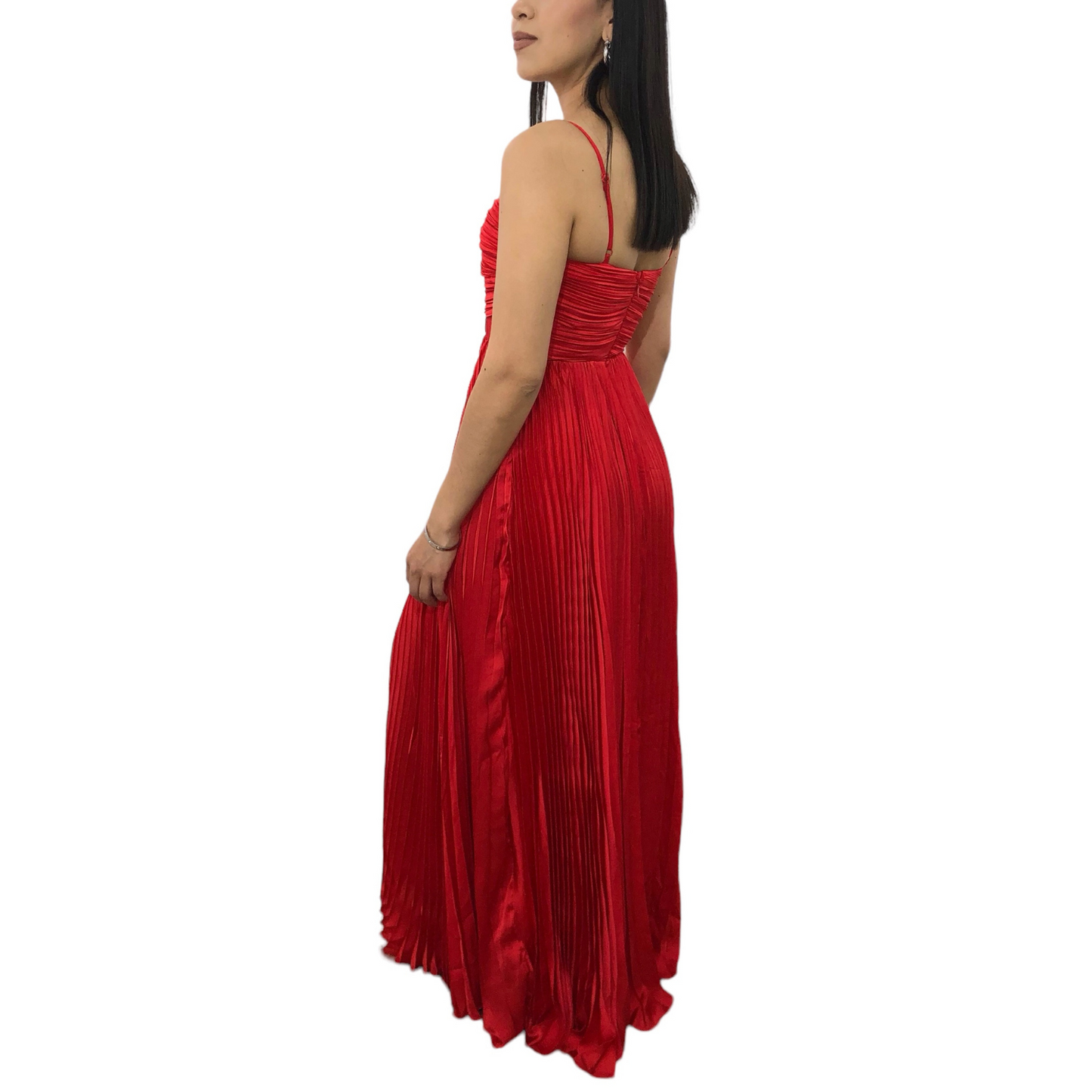 VESTIDO LARGO TABLEADO ROJO