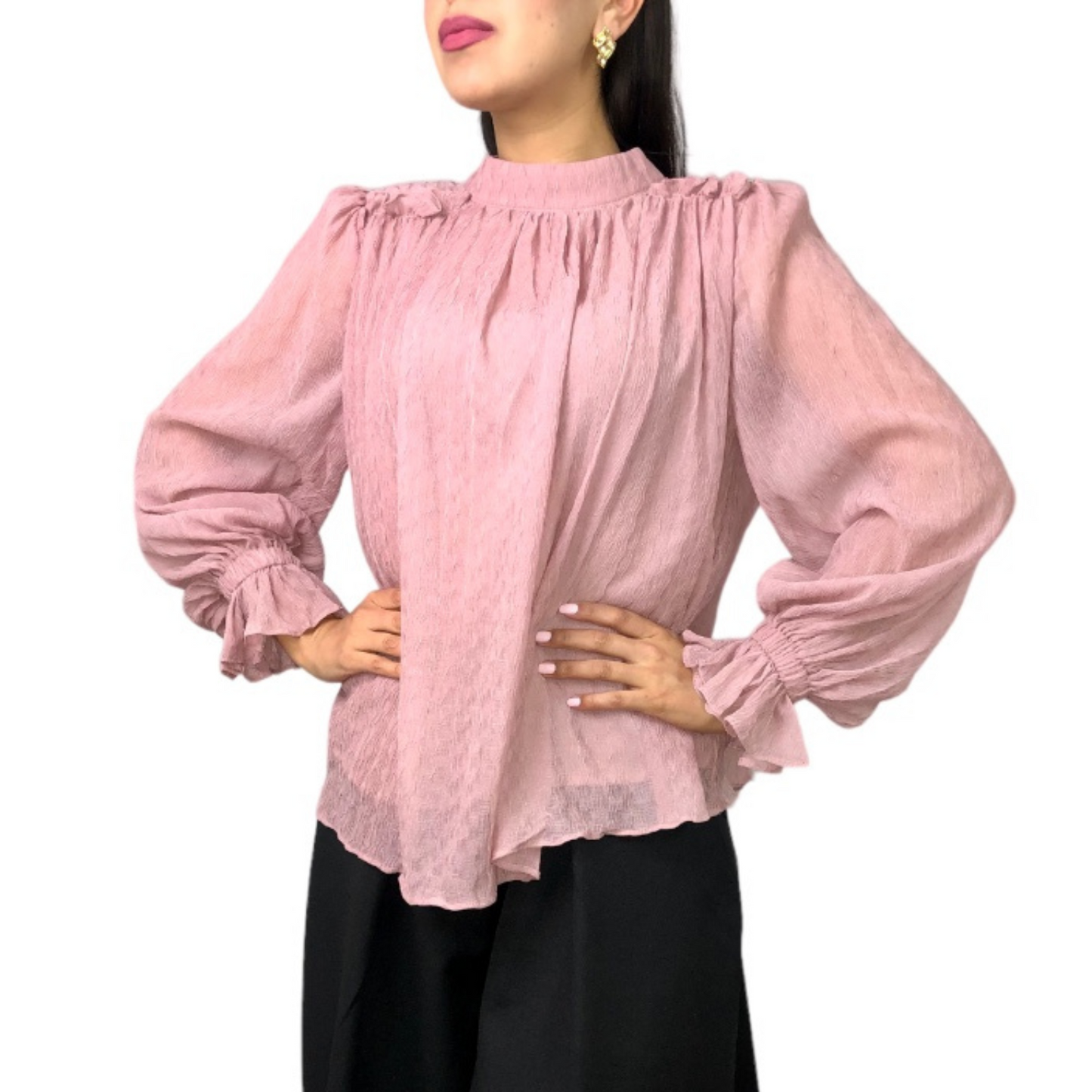 BLUSA MAUVE MANGA LARGA
