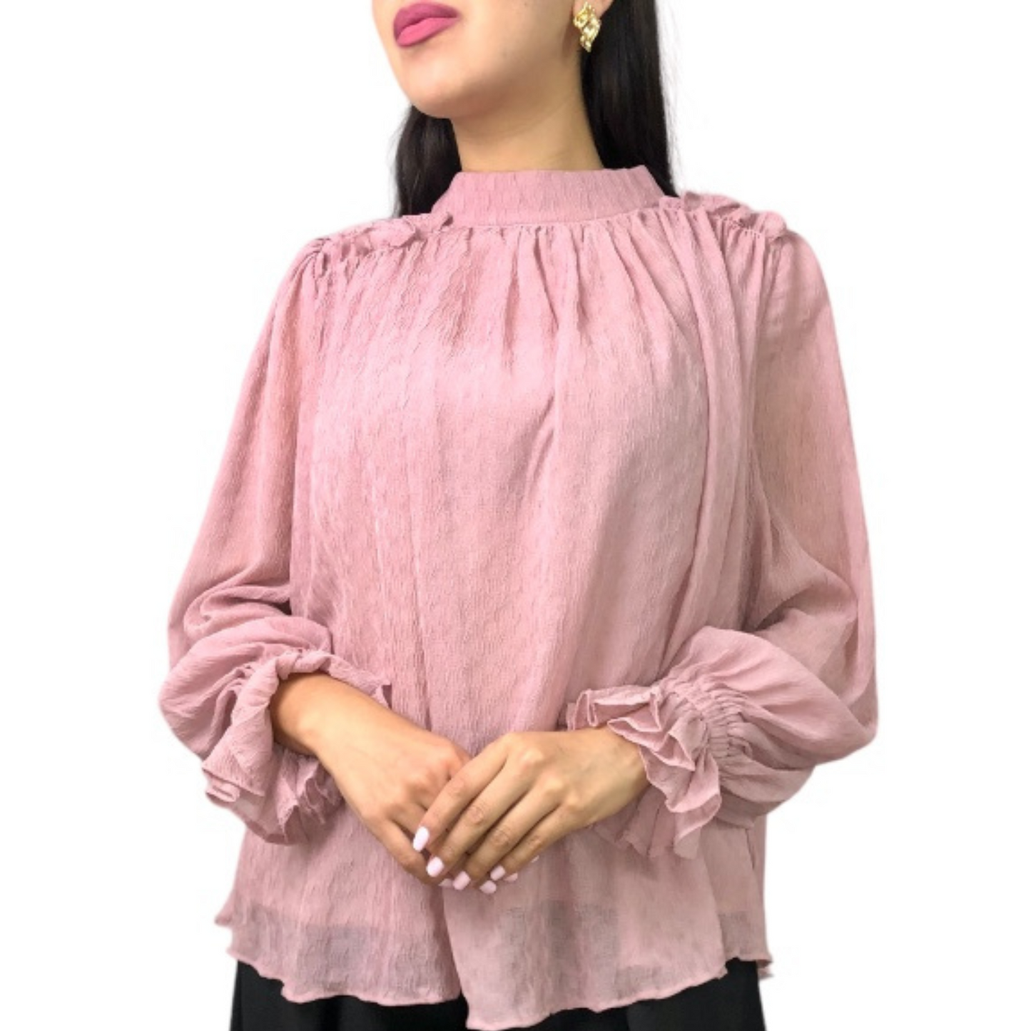 BLUSA MAUVE MANGA LARGA