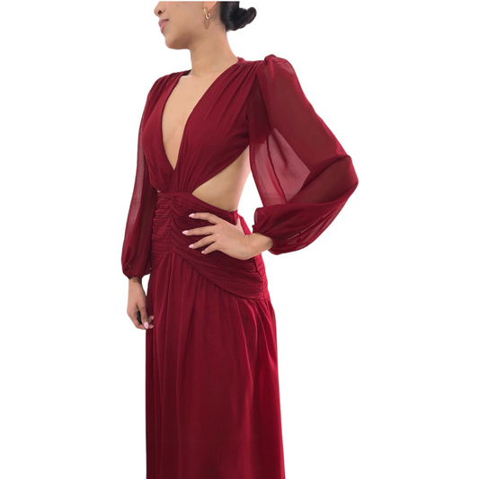 VESTIDO CUT OUT VINO