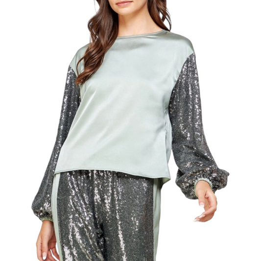 BLUSA LENTEJUELA Y SATIN