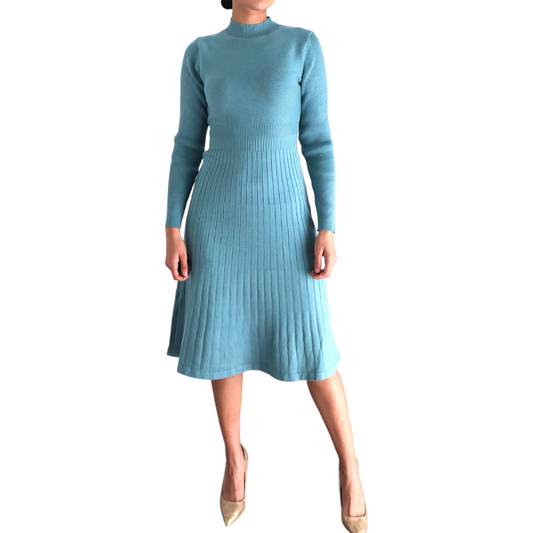 VESTIDO MIDI TEJIDO AZUL