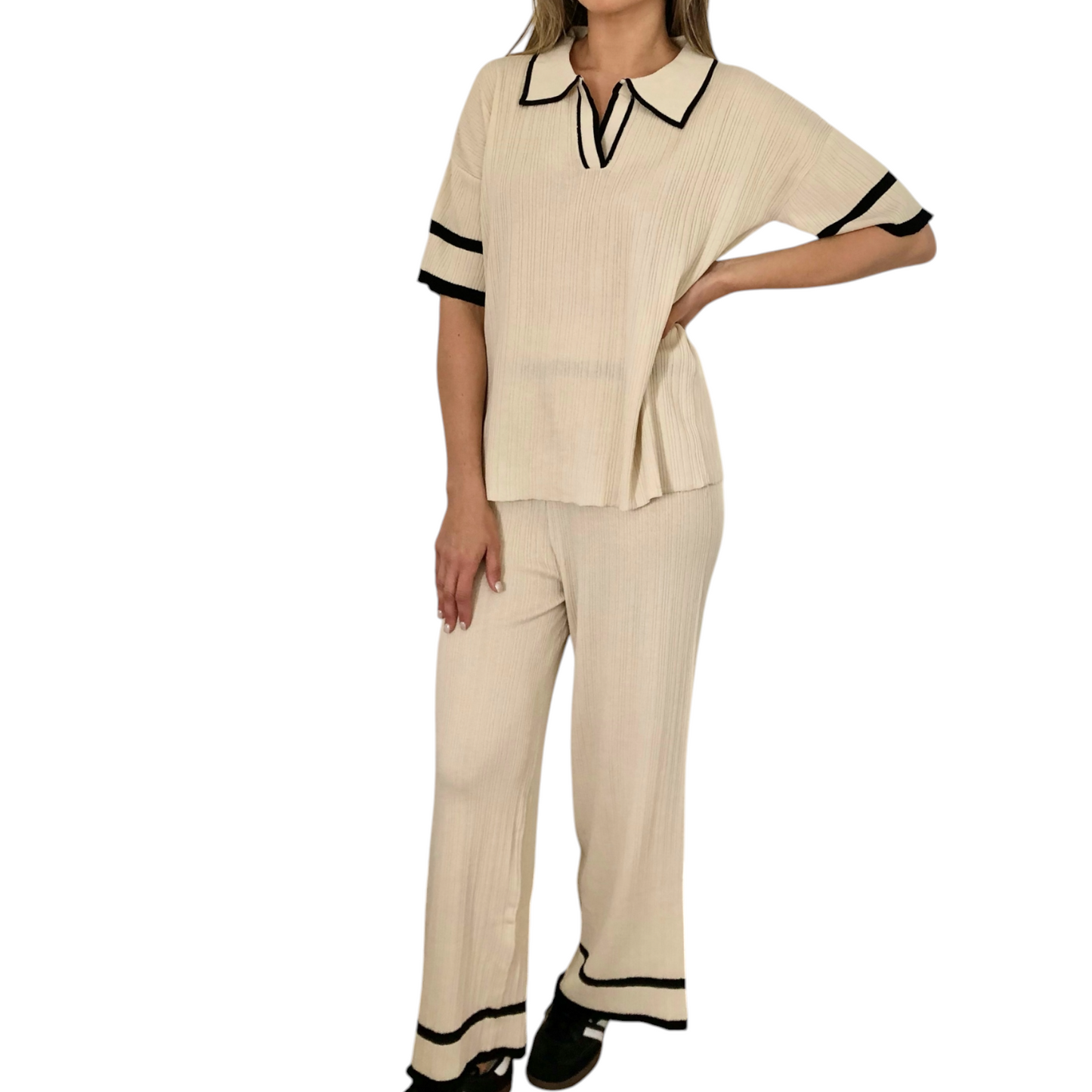 SET TEJIDO CUELLO POLO BEIGE