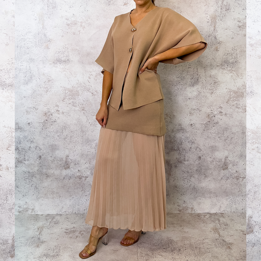 Set falda tableada moka.