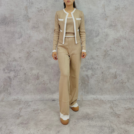 Set de tres piezas tejido moka