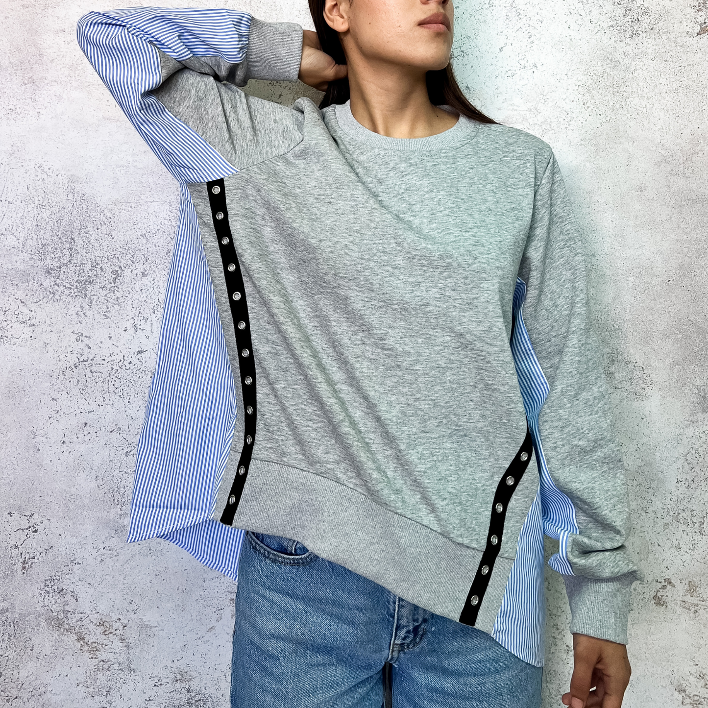 Sudadera manga camisa Gris.