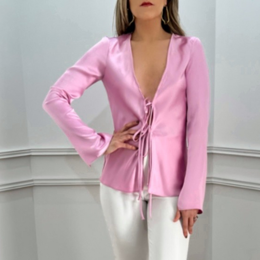 BLUSA ROSA SATINADA