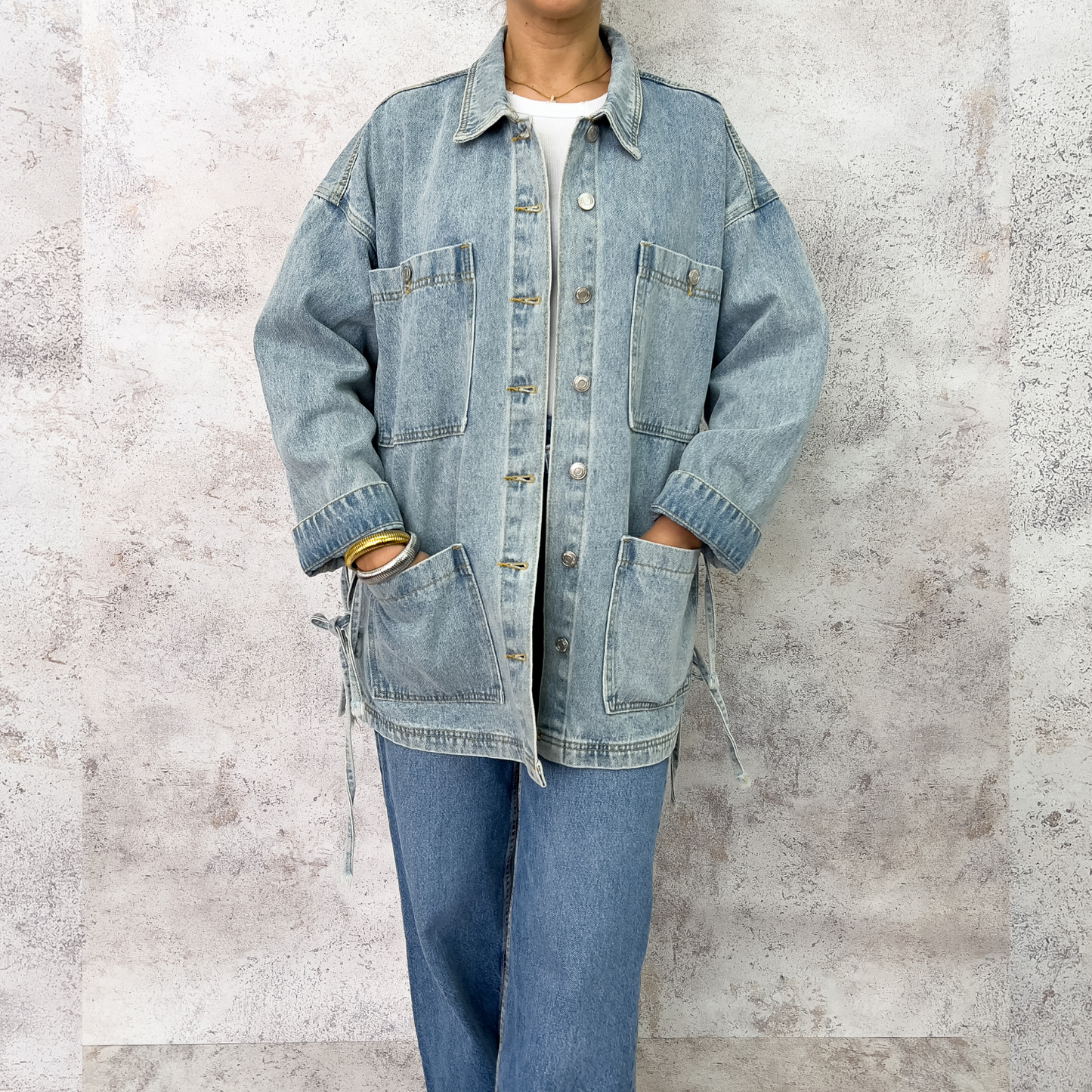 Jacket oversize mezclilla.