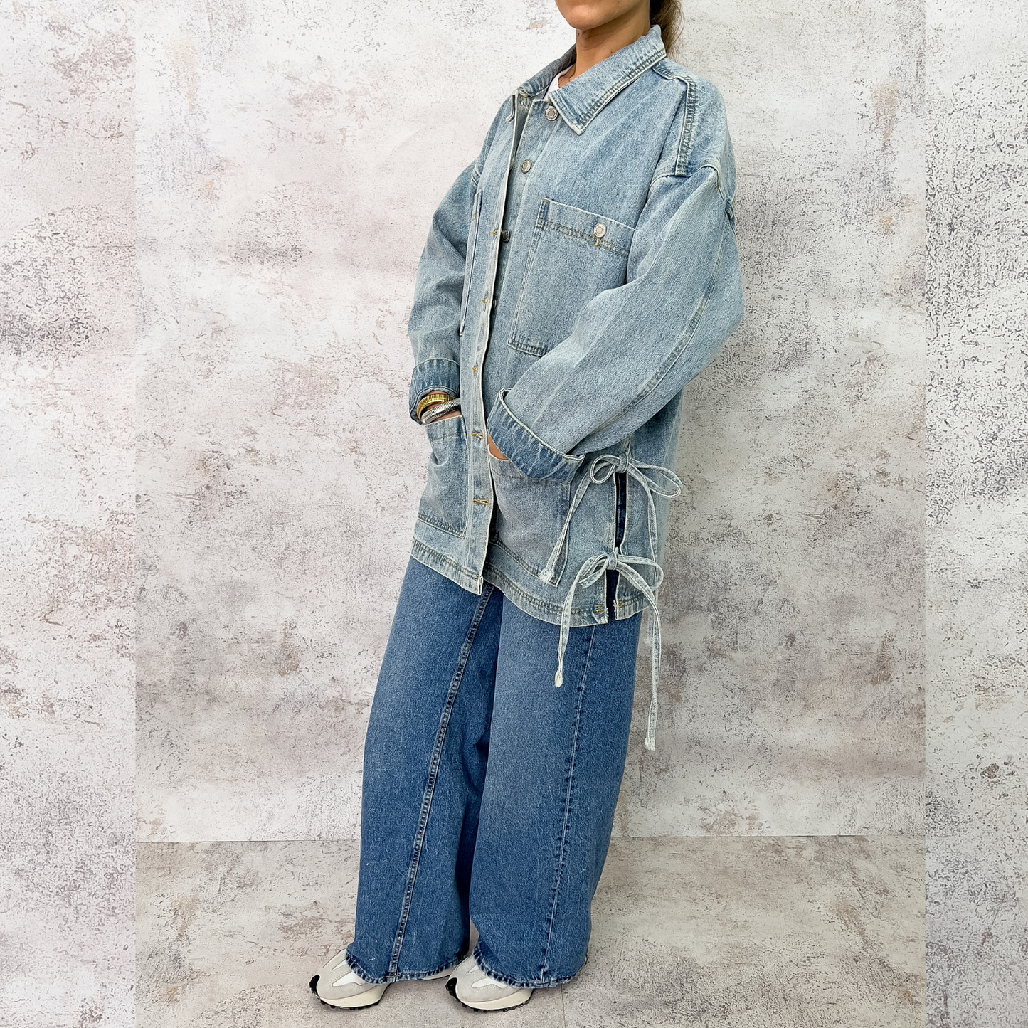 Jacket oversize mezclilla.