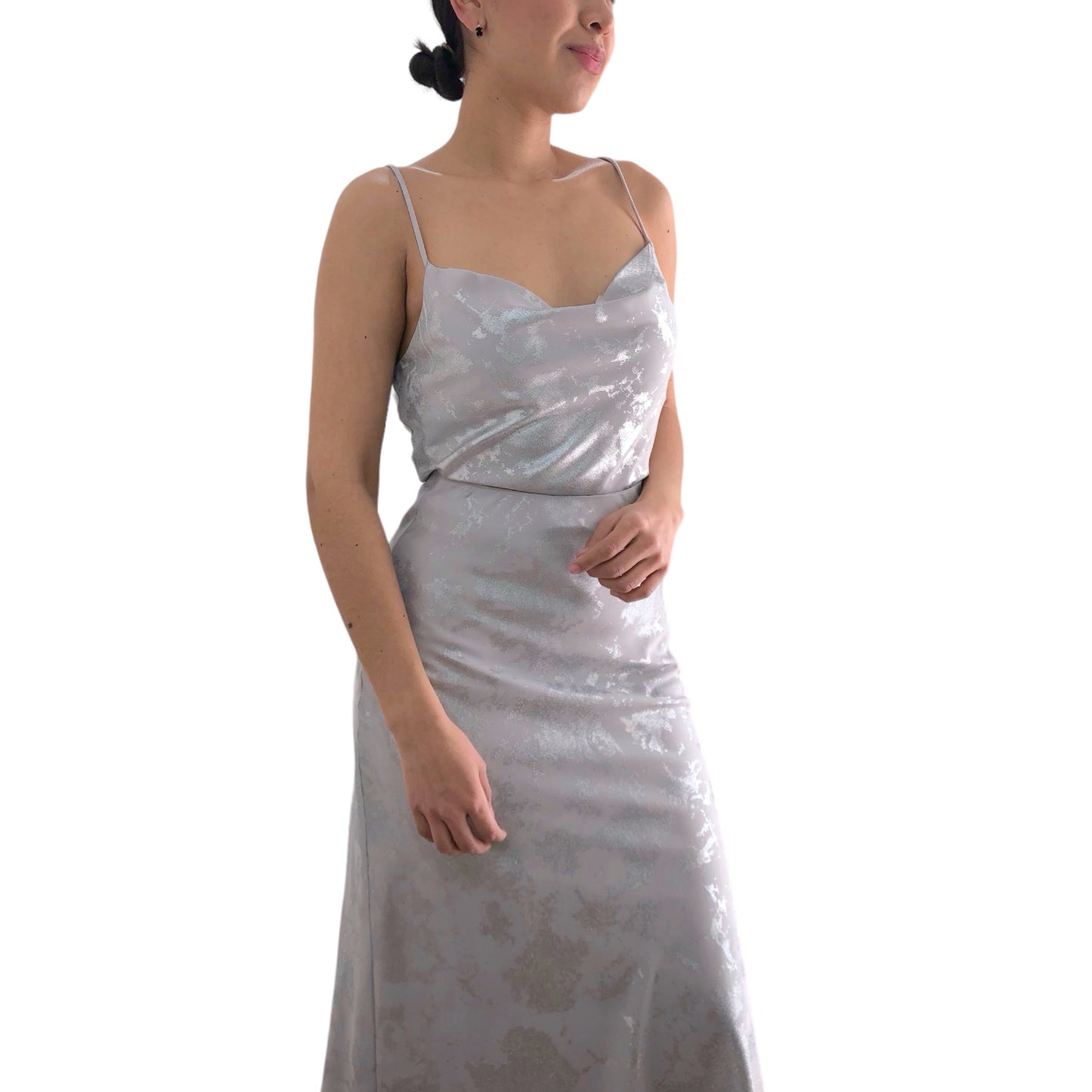 SET FALDA/TOP PLATA SATINADO
