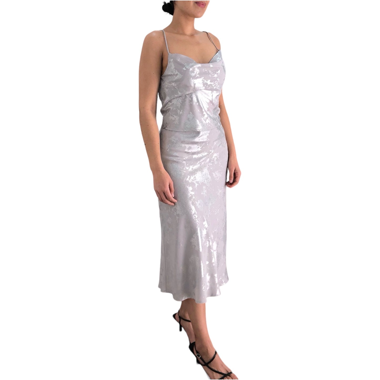 SET FALDA/TOP PLATA SATINADO