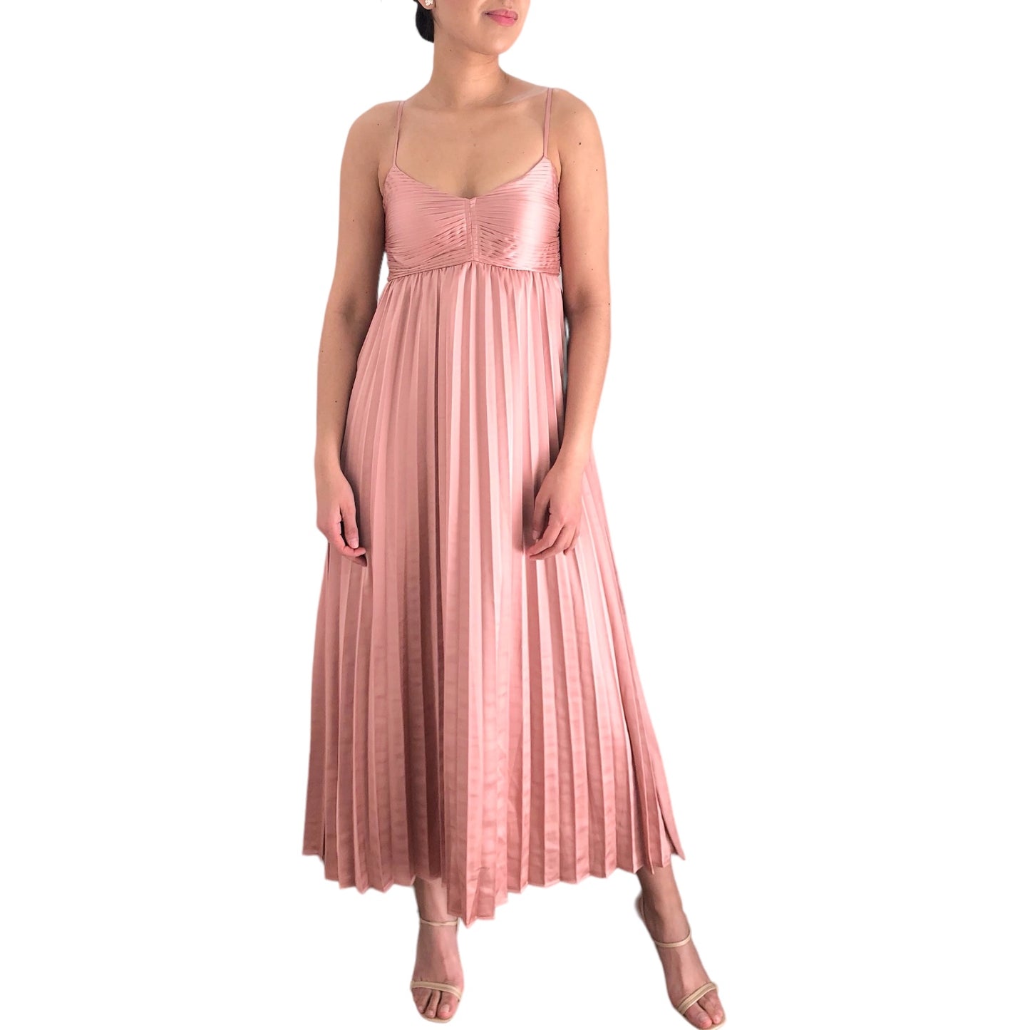 VESTIDO MIDI TABLEADO MAUVE