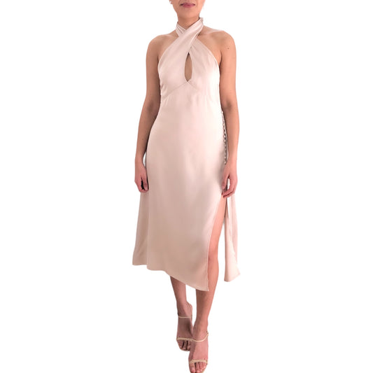 VESTIDO MIDI HALTER CHAMPAGNE