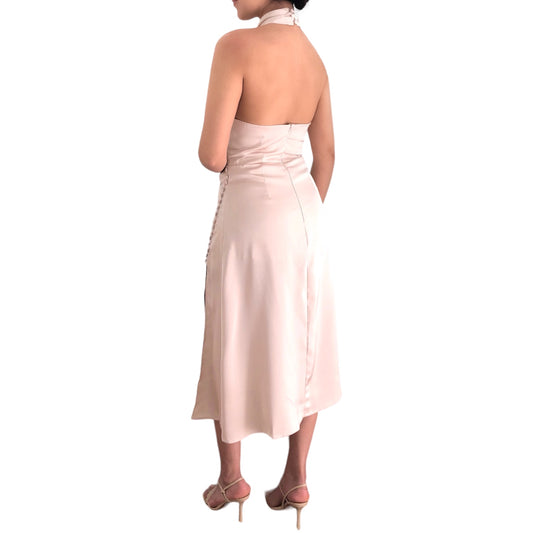 VESTIDO MIDI HALTER CHAMPAGNE