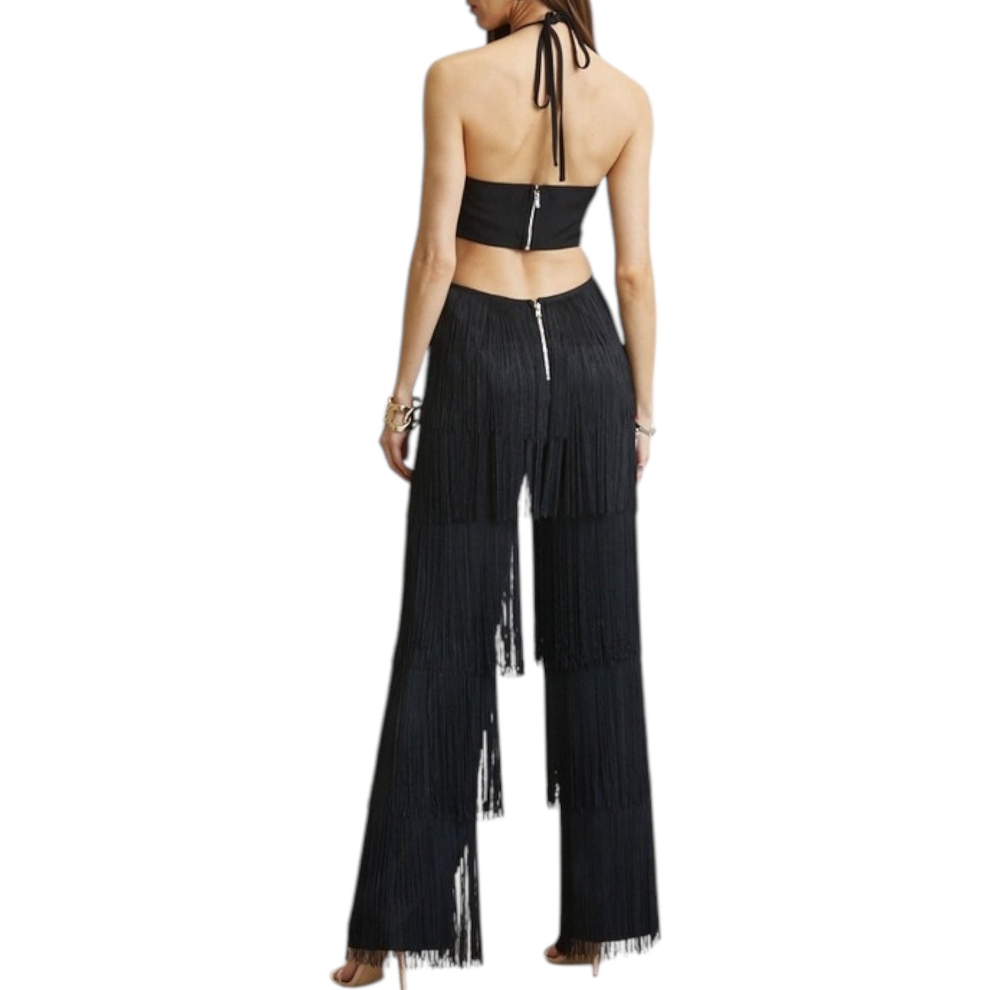 JUMPSUIT CUT OUT FLECOS NEGRO