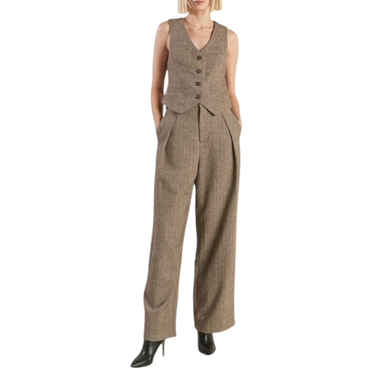 CHALECO TEJIDO RAYADO CAFE