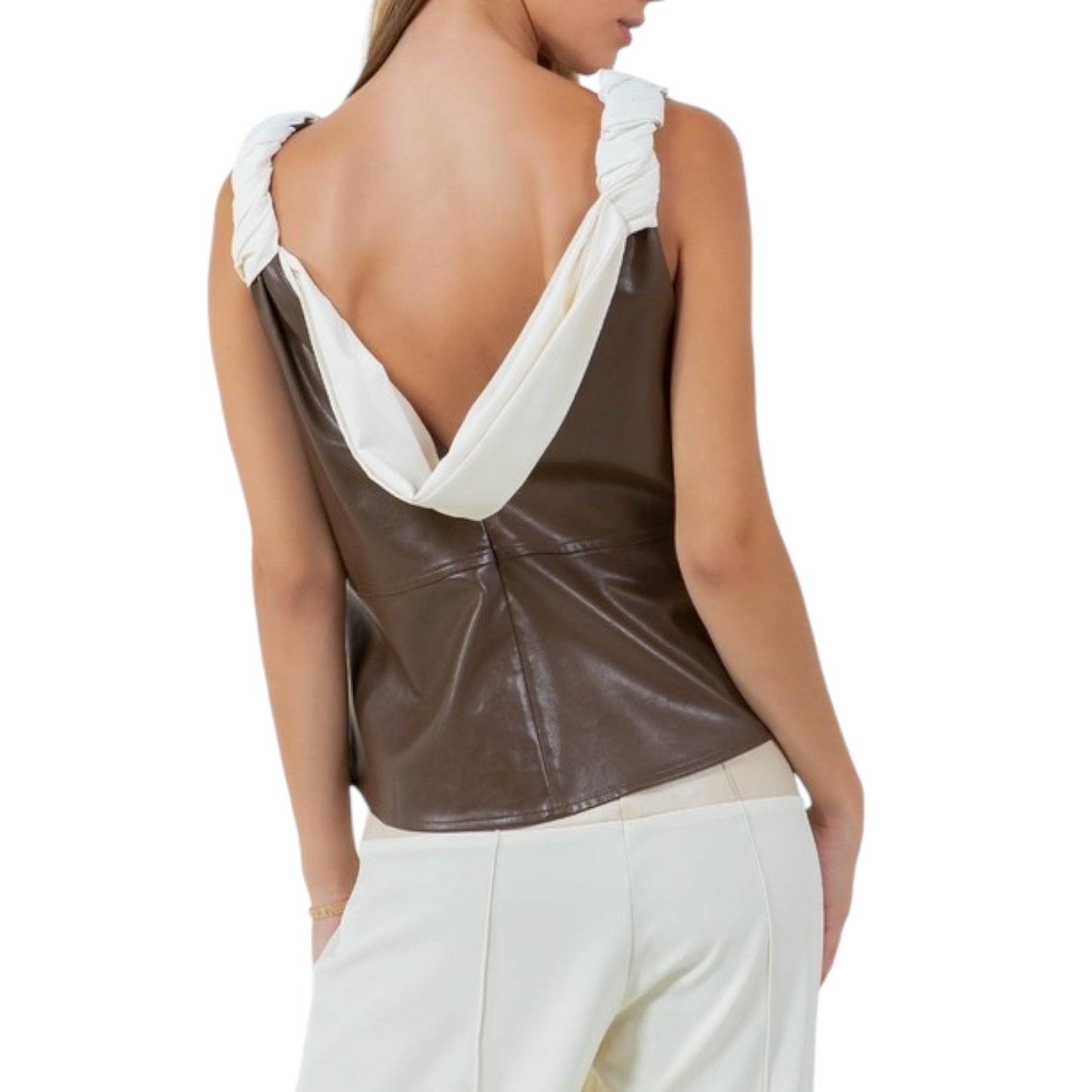 BLUSA EFECTO PIEL CAFE