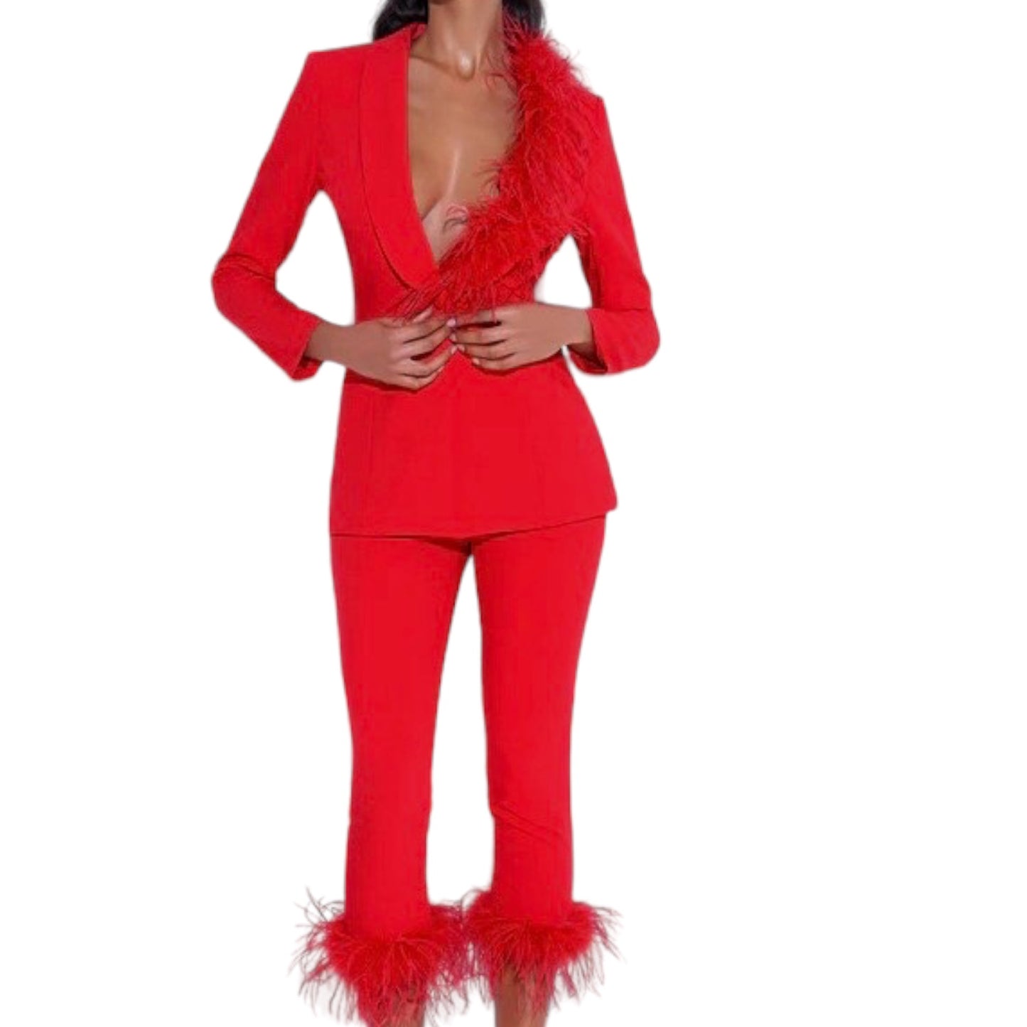 Pantalón Capri detalle plumas