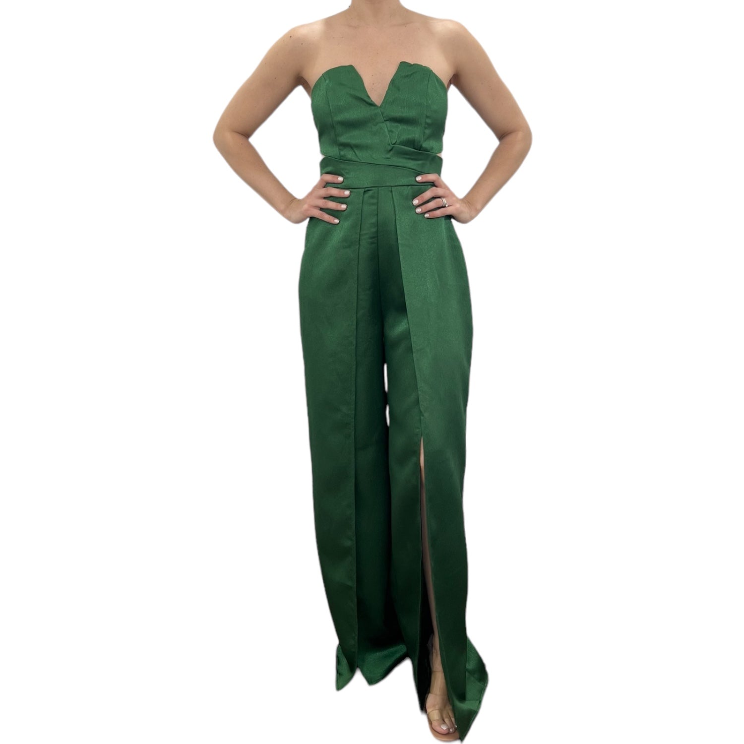 JUMPSUIT STRAPLESS ABERTURA PIERNA VERDE