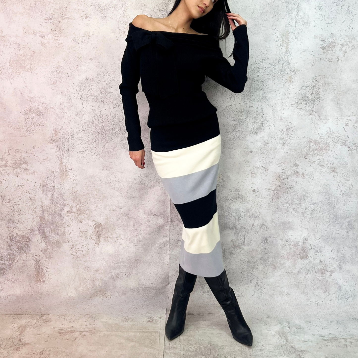 Falda tejida estampado bloques