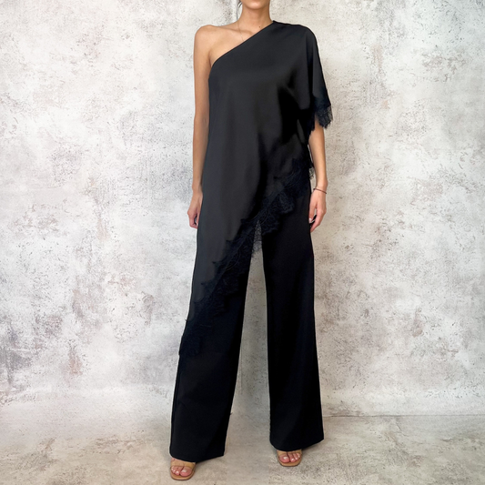 Blusa negro asimetrica