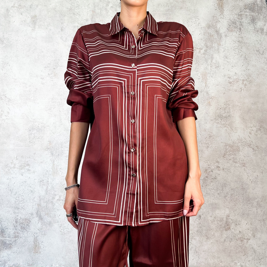 Conjunto vino con rayas beige