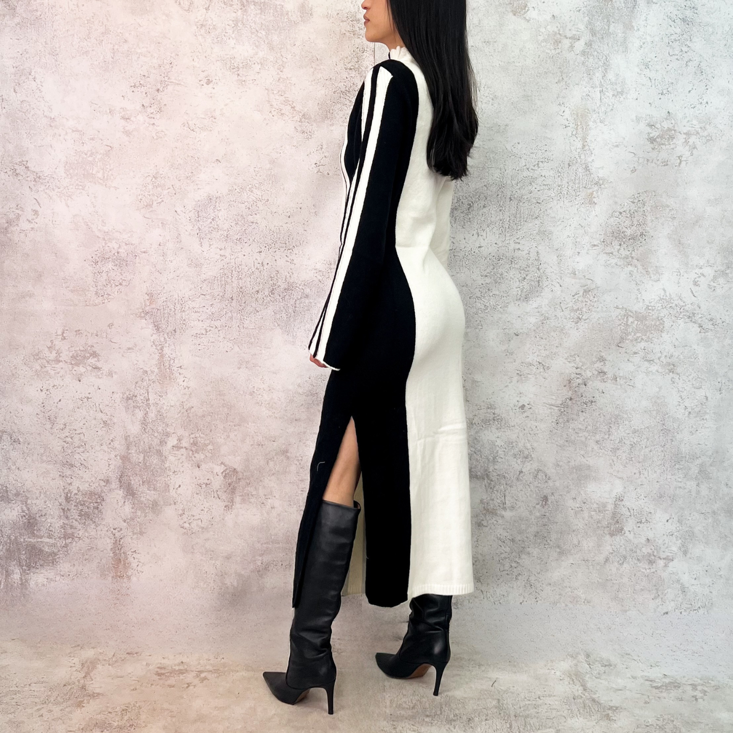 Vestido tejido rayado blanco