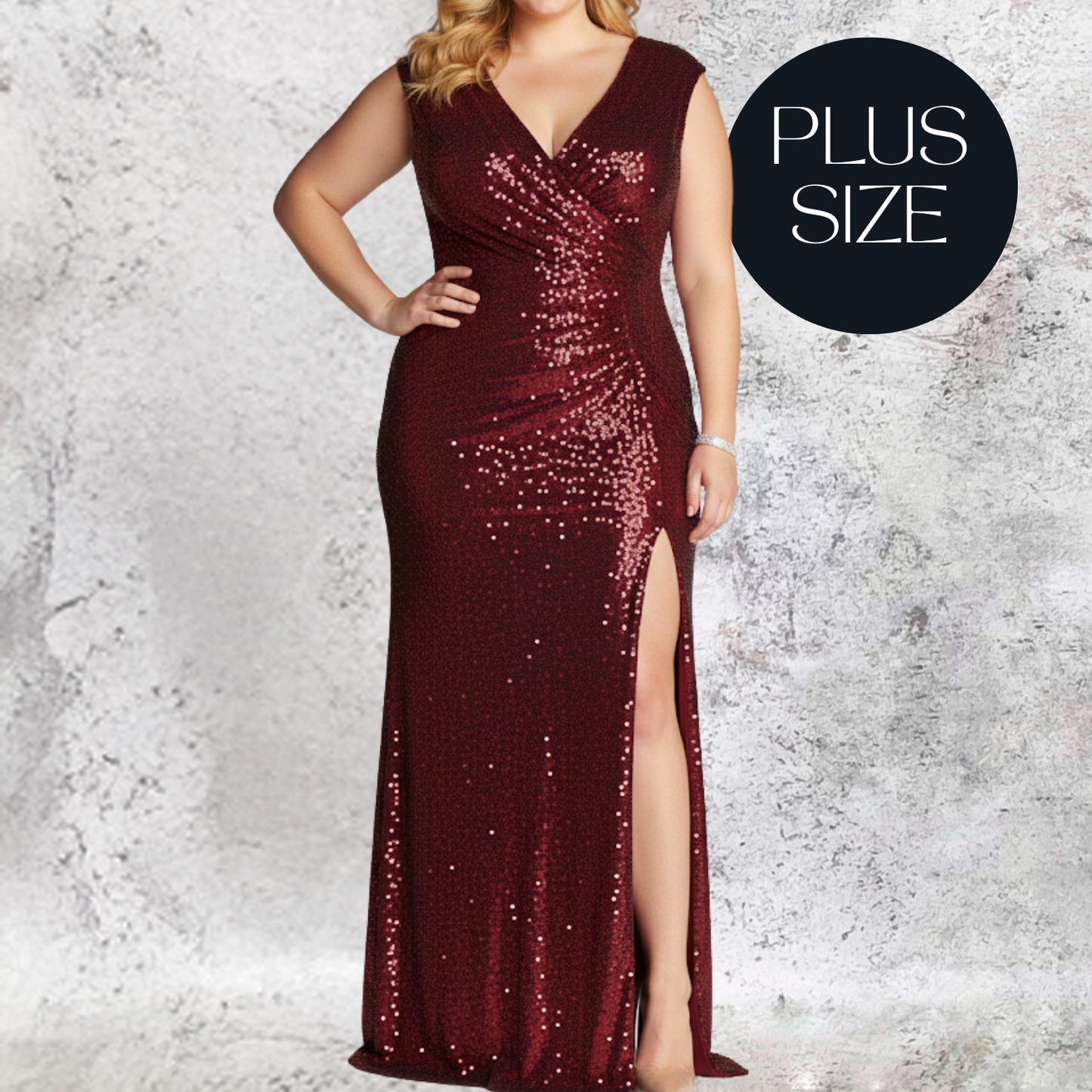 Vestido largo de lentejuela en color burgundy