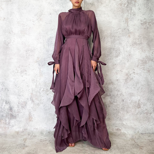 Vestido midi color purpura olanes