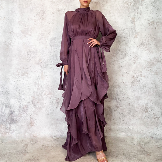 Vestido midi color purpura olanes