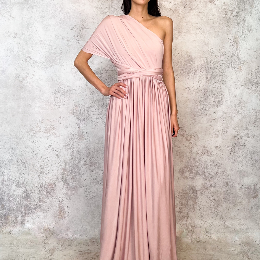 Vestido largo multiformas mauve