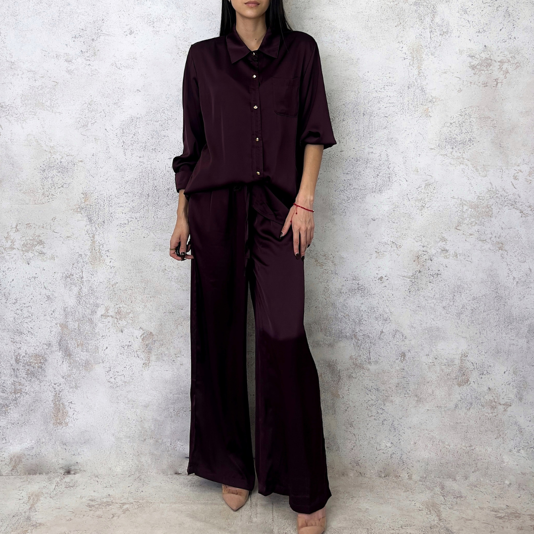 Conjunto satinado purpura