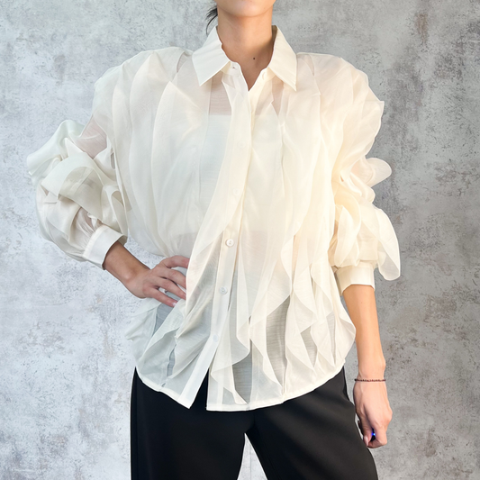 Blusa beige organza olanes