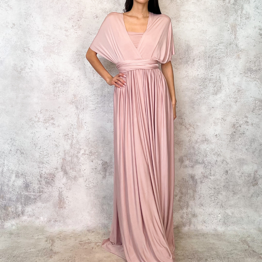 Vestido largo multiformas mauve