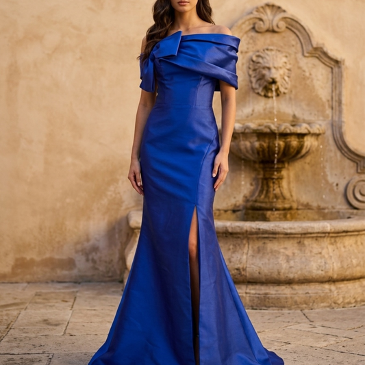 Vestido largo azul rey