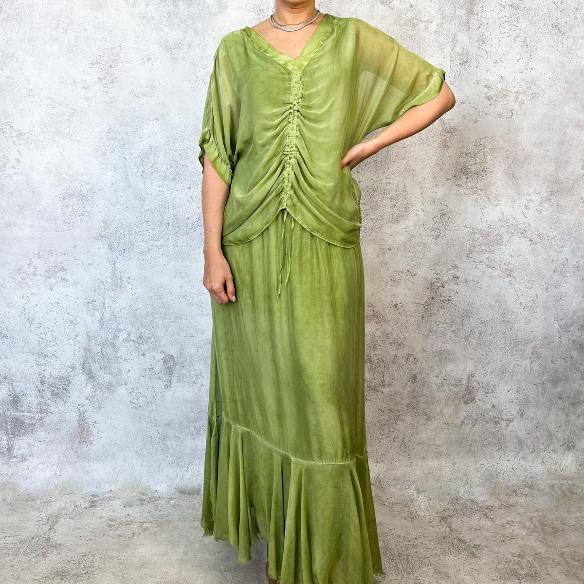 Set falda y blusa verde limon