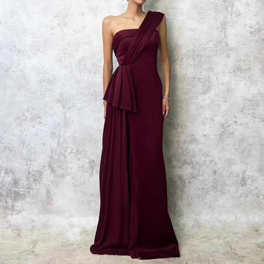 Vestido vino asimétrico