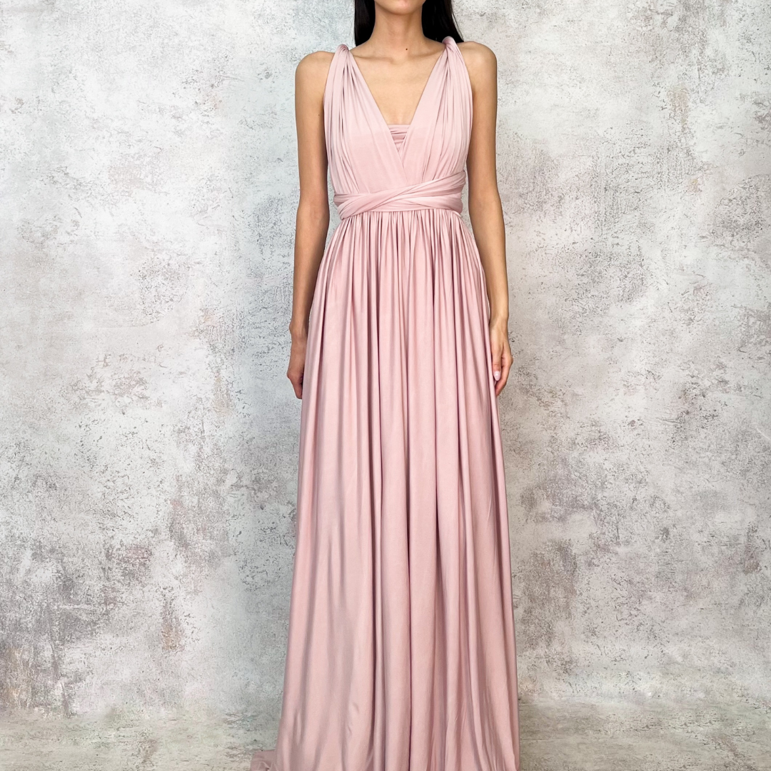 Vestido largo multiformas mauve