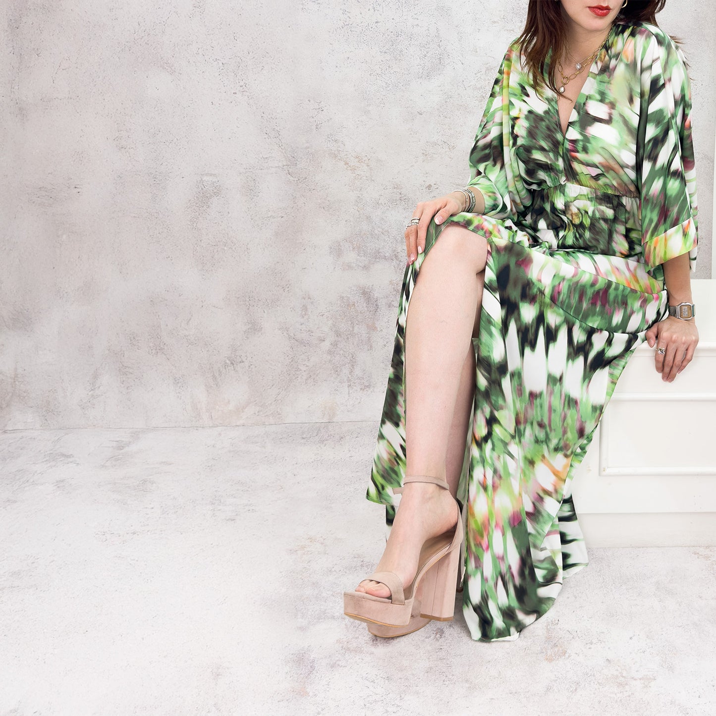 VESTIDO ESTILO KIMONO VERDE