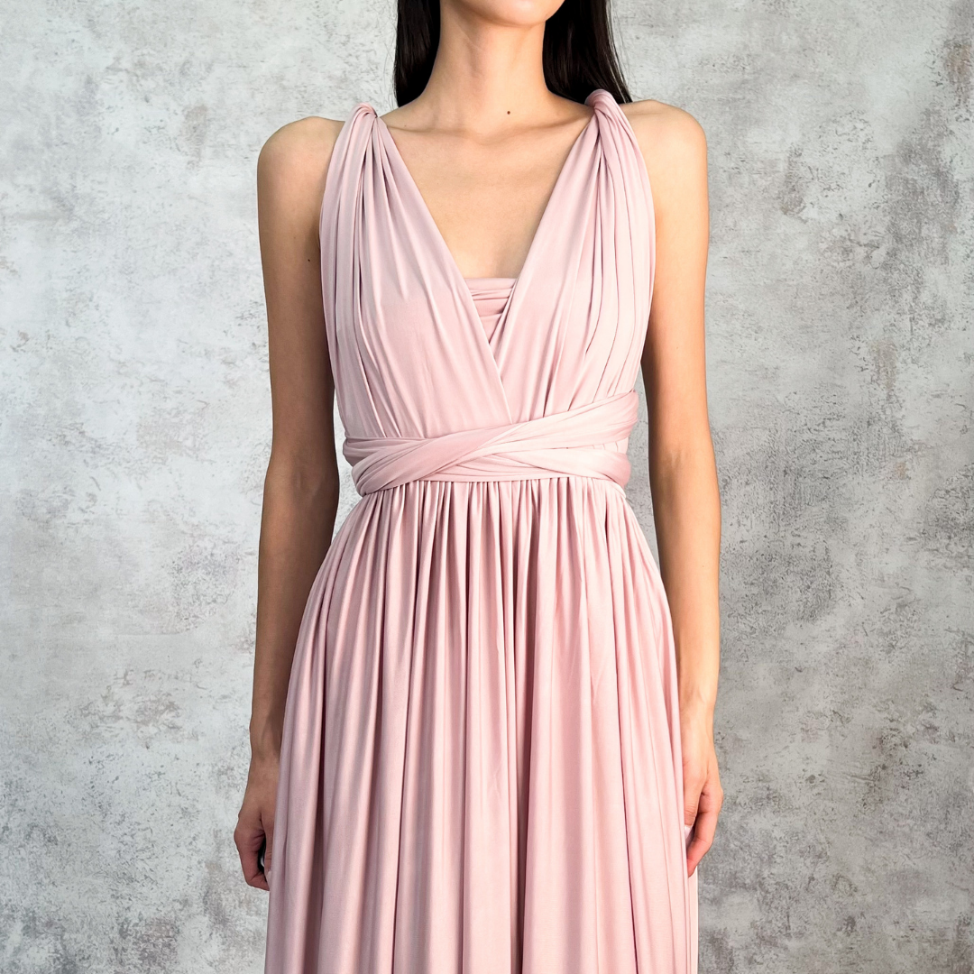 Vestido largo multiformas mauve